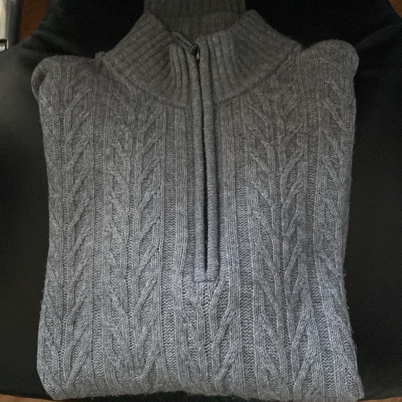 LINCS DC&Co Mens S Wool cashmere 1/4 Zip Sweater Gray blend cable knit Warm cozy - Picture 5 of 11